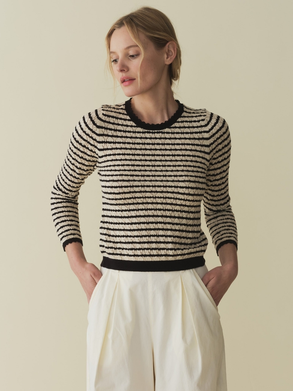 DÔEN Prudence Crew Sweater (Cotton/silk) XL NWT Allaire Stripe